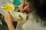  Hũ gốm, hũ mứt vẽ gà thủ công truyền thống, gốm Thủ Biên Nam Bộ, gốm Lái Thiêu, C9xR8cm- SP000454 