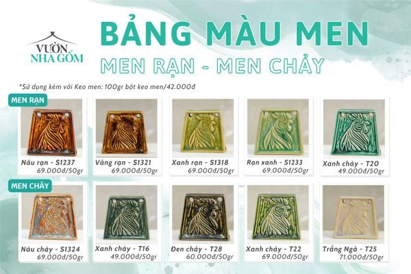  MEN, BỘ MÀU MEN RẠN & CHẢY, MEN PHỦ GỐM- SP002637 