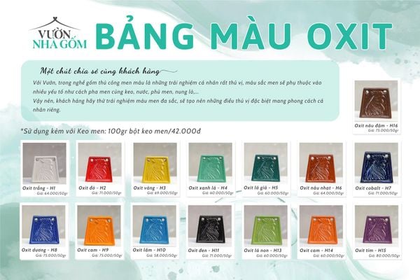 MÀU OXIT CHUYÊN DỤNG VẼ GỐM 