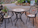  Mosaic hiện đại, bộ bàn ghế ghép gốm họa tiết trắng nâu điểm cam, D60cm- SP002273 