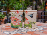 Ống đũa vẽ tay họa tiết cò sen, C15 x R10cm- SP000953 