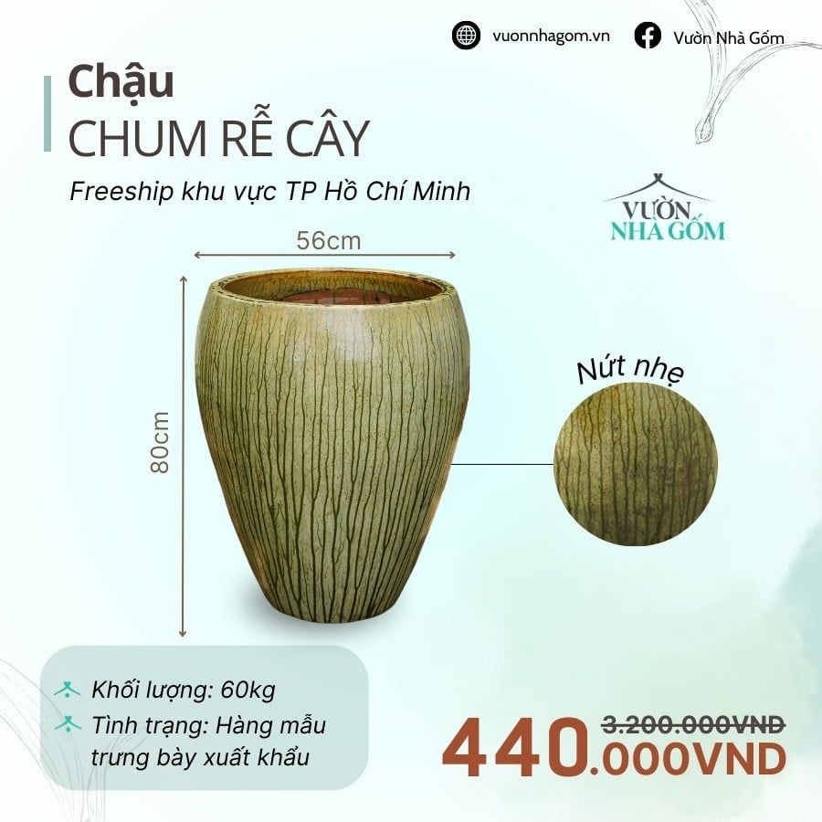  [THANH LÝ GIẢM ĐẾN 80%] Chậu gốm xuất khẩu | Chậu chum rể cây H80cm 