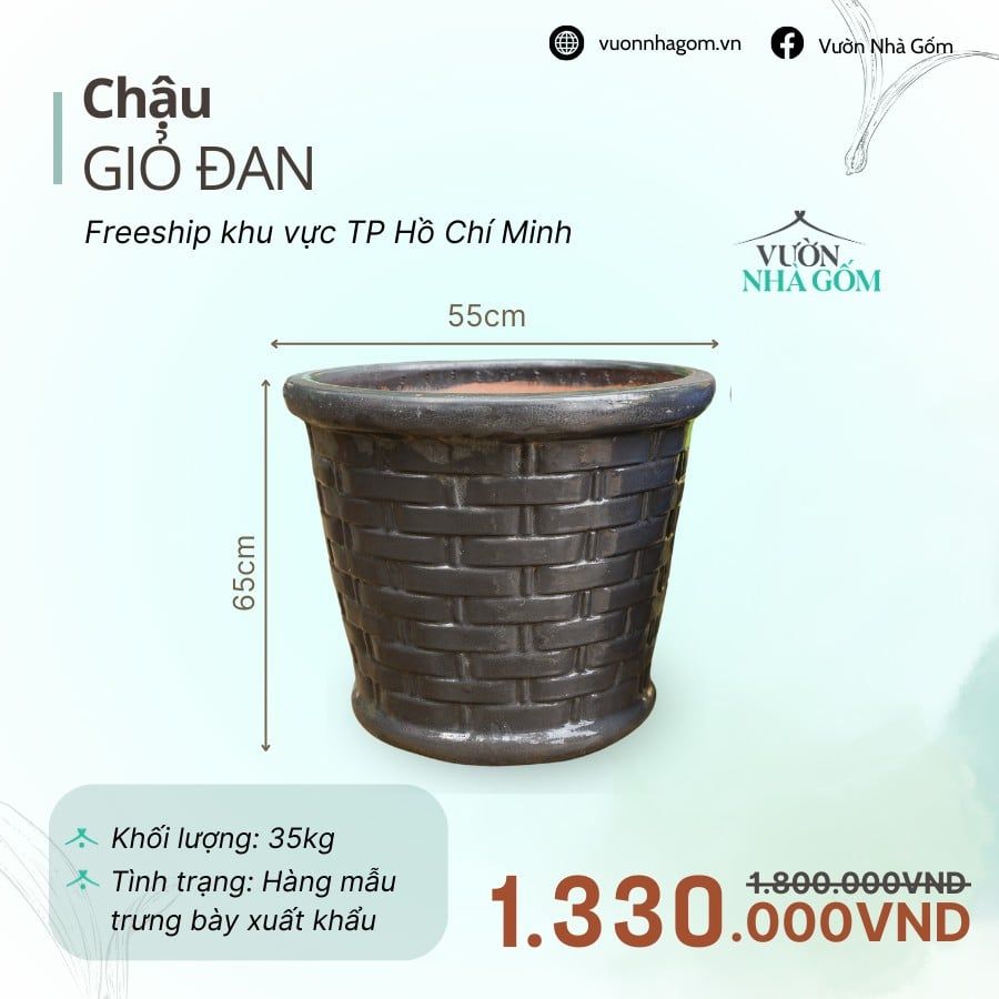 [THANH LÝ GIẢM ĐẾN 80%] Chậu gốm xuất khẩu | Chậu giỏ đan H65cm 