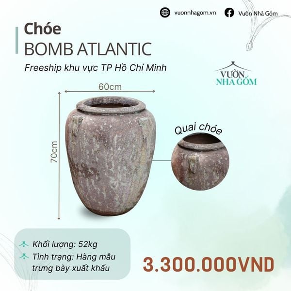  [THANH LÝ GIẢM ĐẾN 80%] Chậu gốm xuất khẩu | Chậu bomb atlantic H70cm 