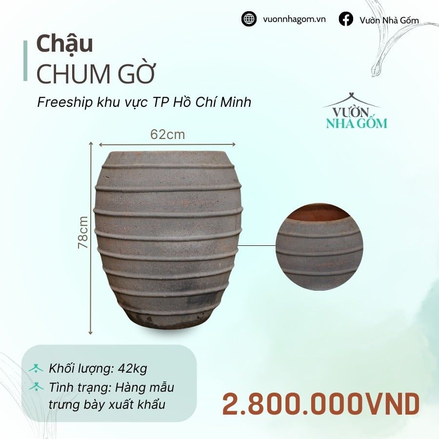  [THANH LÝ GIẢM ĐẾN 80%] Chậu gốm xuất khẩu | Chậu chum gờ H78cm 