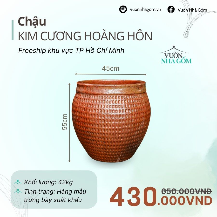  [THANH LÝ GIẢM ĐẾN 80%] Chậu gốm xuất khẩu | Chậu kim cương hoàng hôn H55cm 