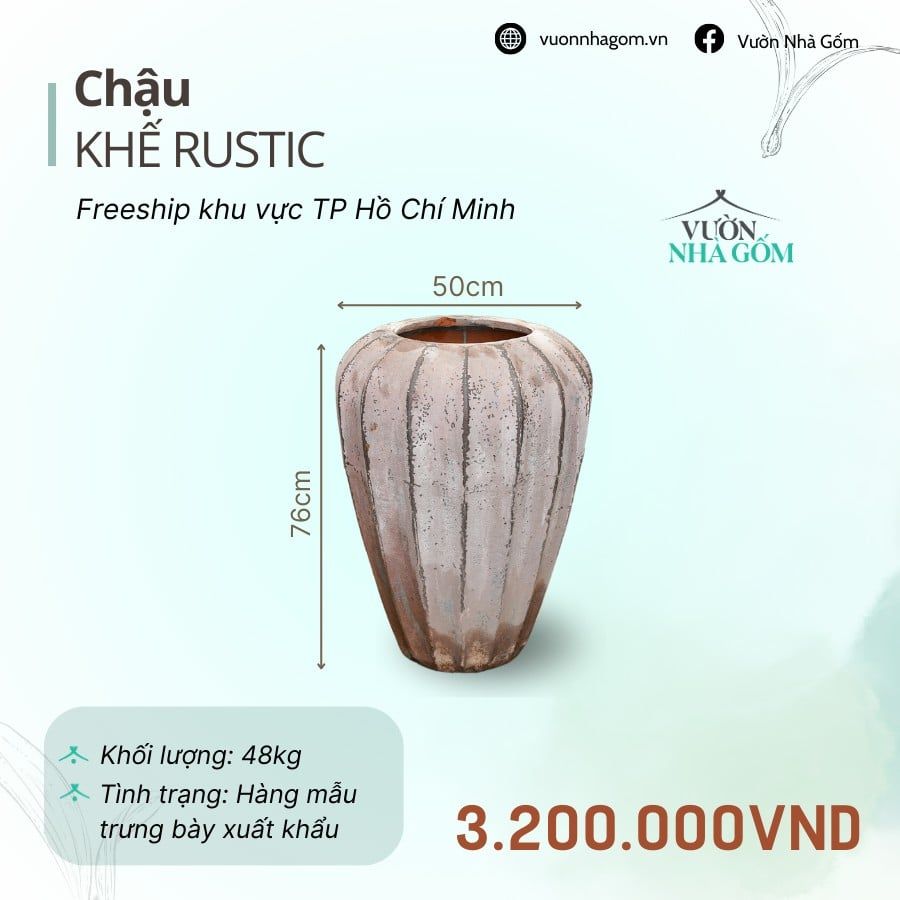  [THANH LÝ GIẢM ĐẾN 80%] Chậu gốm xuất khẩu | Chậu khế Rustic H76cm 