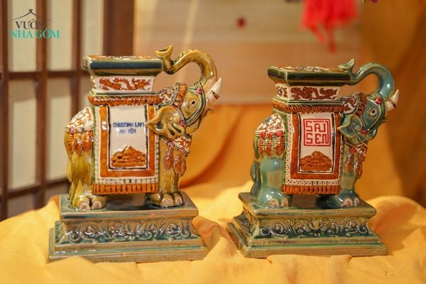  Đôn voi Thủ Biên phiên bản cá nhân hóa theo yêu cầu, quà tặng gốm cao cấp, Gốm Thủ Biên, Cao 20 x Dài 19cm- SP002148 