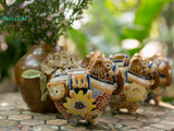  Voi kẹo nhỏ ú khỏe ú xinh trổ bông bách hoa, gốm mỹ nghệ Nam Bộ, C15 x D16 cm-  0201k2o072 