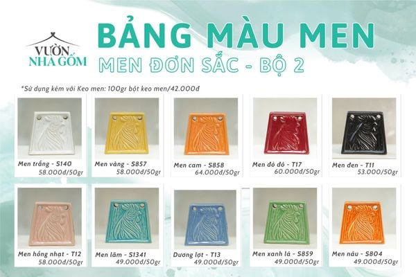  MEN, BỘ MÀU ĐƠN SẮC, MEN PHỦ GỐM 