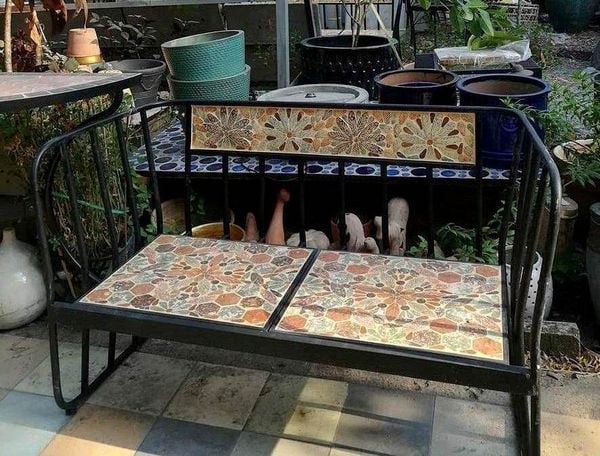  Mosaic cổ điển, ghế gốm sofa 2 chổ, 90 x 45 x 35cm-  08230gl2121 