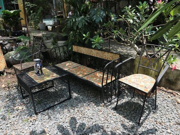  Mosaic cổ điển, ghế gốm sofa 3 chổ 135 x 45 x 35cm- 08230gl3121 