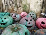  Tượng bí tròn sơn wax trang trí Halloween, R30xC33 cm- SP000284 