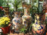  Bình khắc Bách hoa bông sáng, gốm thủ công mỹ nghệ Nam Bộ, H52 cm - 0204l3n071 