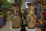  Bình gốm mỹ nghệ, chạm khắc mãnh hổ thưởng mai, miệng loe, gốm thủ công Nam Bộ, C60 cm- SP001616 