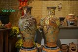  Bình gốm mỹ nghệ, chạm khắc mãnh hổ thưởng mai, dáng bình mai, gốm thủ công Nam Bộ, C60 cm- SP001615 