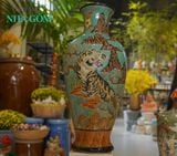 Bình gốm mỹ nghệ, chạm khắc mãnh hổ thưởng mai, dáng bình mai, gốm thủ công Nam Bộ, C60 cm- SP001615 