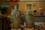  Bình gốm mỹ nghệ, chạm khắc mãnh hổ thưởng mai, dáng bình mai, gốm thủ công Nam Bộ, C60 cm- SP001615 
