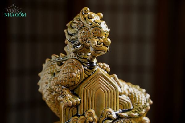  Tượng Rồng Thủ Biên, Men Thạch Bông, Gốm Thủ Biên, Quà tặng cao cấp xuân Giáp Thìn phiên bản giới hạn, C21cm x R19cm- SP002780 