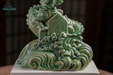  Tượng Rồng Thủ Biên, Men Xanh Ngọc, Gốm Thủ Biên, Quà tặng cao cấp Xuân Giáp Thìn, phiên bản giới hạn, C21cm x R19cm- SP002778 