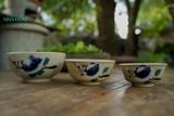  Tô cơm vẽ tay họa tiết bông xanh size lớn, C8xR17 cm- SP000952 