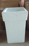  Chậu xi măng vuông gờ cao trắng, R19xC31cm- SP000635 