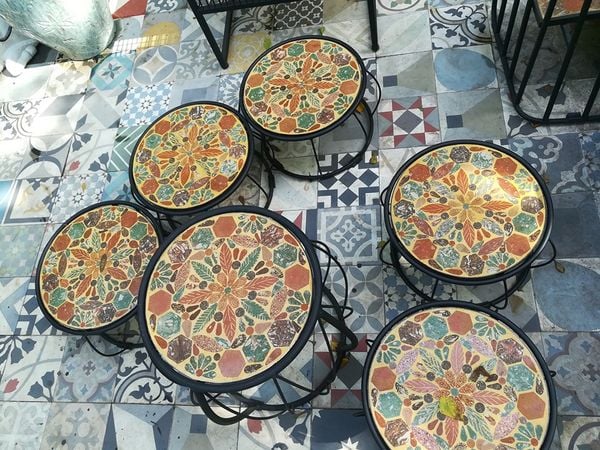  Mosaic cổ điển, đôn ghế gốm thấp, H25 cm- 08230dt121 