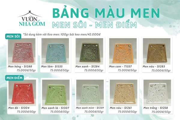  MEN, BỘ MÀU SÔI - MEN ĐIỂM, MEN PHỦ GỐM-SP002605 