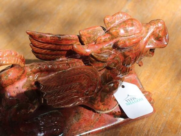  Tượng Tỳ hưu men đỏ hoàng hôn, gốm mỹ nghệ Nam bộ, C20 x D30cm-0106h5u043 