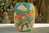  Đôn trống Song Long Tranh Châu tay cầm hình khối, màu xanh ngọc, gốm mỹ nghệ Nam Bộ, C45 x R35cm-SP002772 
