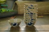  Tô cơm vẽ tay họa tiết bông xanh size nhỏ, C6xR13,5 cm-SP000952 