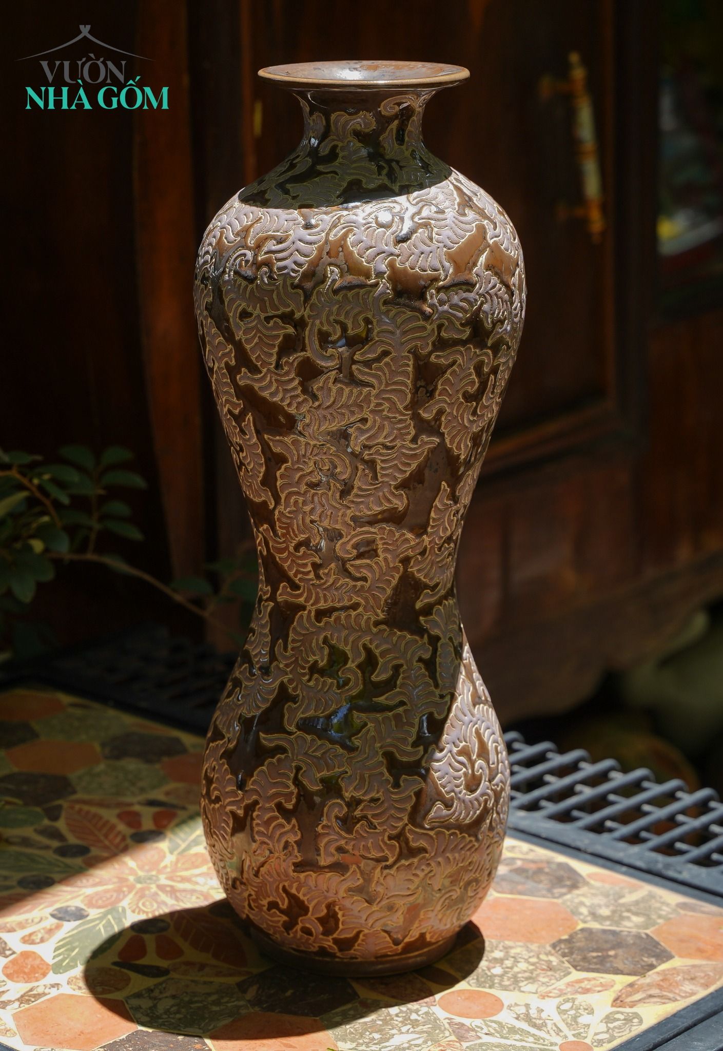  Bình gốm sáng tác độc bản, nghệ nhân Dương Minh Tâm, Xưởng Thủ Biên, H53cm, sưu tầm, quà tặng 