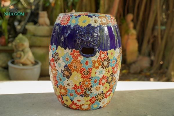  Đôn trống Bách hoa tay cầm bông mới, gốm mỹ nghệ Nam Bộ, C45 x R35cm-SP001613 