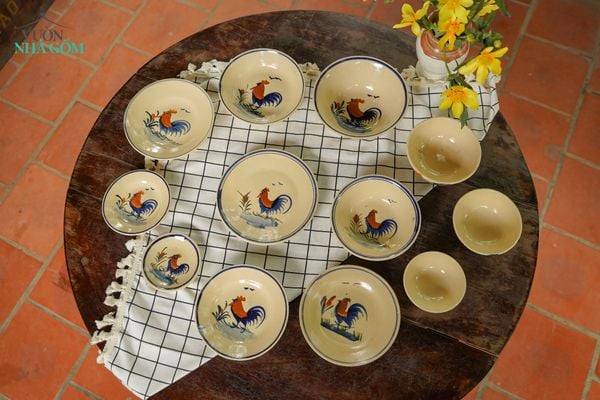  Bộ vẽ gà nhẹ nhàng, chén bát Lái Thiêu 