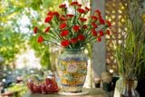  Bình sen đắp nổi men xanh đồng trổ bông, gốm thủ công mỹ nghệ Nam Bộ, C30cm - C36cm- 0104s2l079 