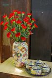  Bình khắc Bách Hoa thủ công, cắm hoa, trang trí Tết, gốm Thủ Biên, C30 x R11cm- SP000232 
