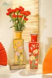  Bình Tứ Quý Cát Tường màu đỏ rực rỡ, Gốm Thủ Biên, C34 x R12 x M9cm, dùng làm Quà tặng, cắm hoa & trang trí-SP002141 