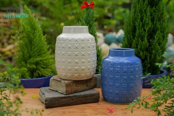  Bình hoa 4 cánh men tiêu, xanh dương C21xR15 (cái) - SP002052, SP002051 