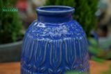  Bình cắm hoa, họa tiết hoa Tulip, men trắng muối tiêu và xanh dương, Cao 23cm x Miệng 10cm- SP002053 