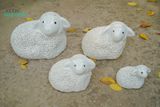  Cừu nằm trắng trung, gốm trang trí Noel và sân vườn, D20xC16 (cm)- 0401cu3011 
