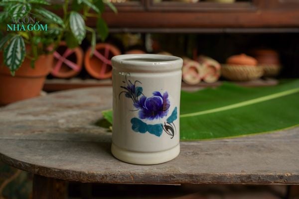  Ống đũa vẽ tay hoạ tiết bông xanh, C14 x R10cm- SP000974 