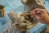  Tượng Mãnh Hổ Ngự Sóng, xưởng gốm Thủ Biên tạo hình và sáng tác, R25cm x C20cm- SP001622 