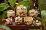 Thố gốm họa tiết vẽ trái Măng cụt, Gốm Thủ Biên, Bộ 6 thố 