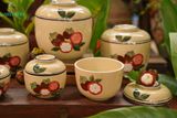  Thố gốm họa tiết vẽ trái Măng cụt, Gốm Thủ Biên, Bộ 6 thố 
