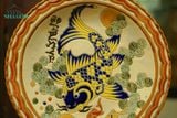  Dĩa mỹ nghệ khắc đề tài Lý Ngư Vọng Nguyệt - Cá chép trông trăng -  Nền trắng - Rộng 36cm - SP001939 