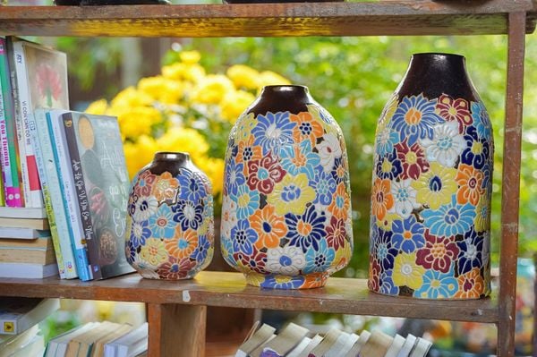  Quà tặng Tết - Bộ 3 bình khắc thủ công Bách Hoa cổ đồng, tượng trưng may mắn, tài lộc, phú quý- SP001409 