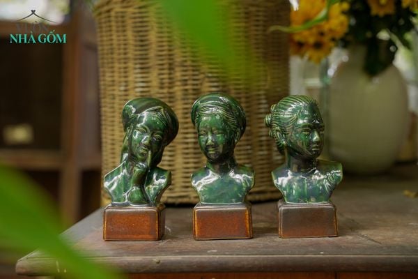  Tượng Cô Gái Ba Miền, Gốm Thủ Biên, tượng gốm trang trí, làm quà tặng giao lưu văn hóa, C10 cm-SP003070 