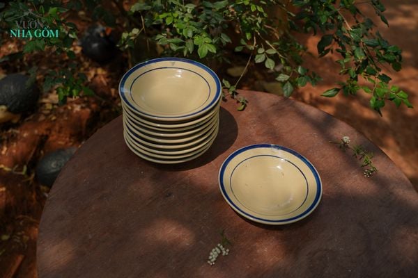  Dĩa lớn viền xanh, vẽ tay thủ công, R21xC3-SP002951 