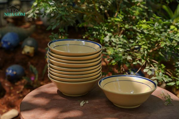  Tô tượng viền xanh lớn, vẽ tay thủ công, R21xC7- SP002950 