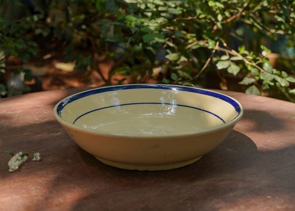  Dĩa hảo viền xanh, vẽ tay thủ công, R20xC5-SP002949 